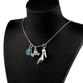 UJIMS Princess Cinderella Inspired Gifts Glass Slipper Necklace Fairy Tales Fans Jewelry for Women Princess Fan Gifts (CinderellaGiftsNecklace)