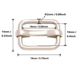 BIKICOCO 50 hebillas ajustables de metal con barra central móvil, para correas, 0.55 x 0.4 pulgadas, color plateado