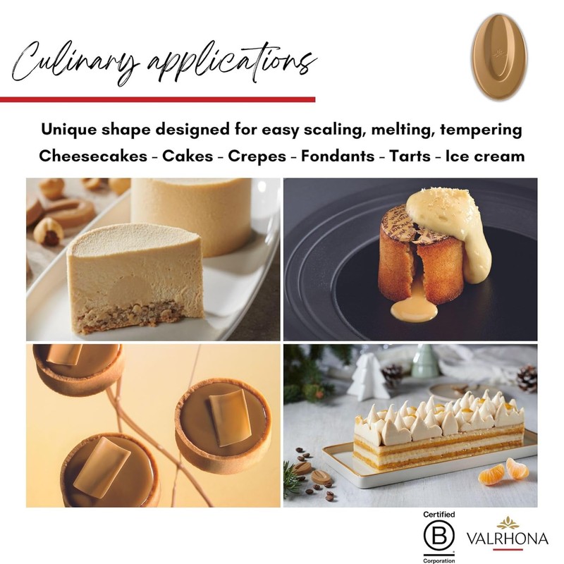 Valrhona Premium French Baking Blonde Chocolate Discs (Feves). DULCEY 35%