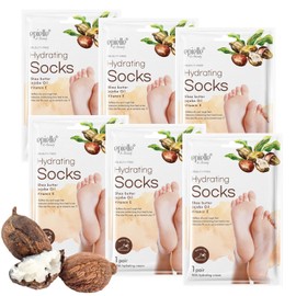 Epielle Hydrating Foot Mask 6 Pairs, Relieve and Soften with Shea Butter & Jojoba Oil, Deep Moisturizing Socks for Dry, Cracked Feet, Self Care Gifts for Women, Spa Kit, Stocking Stuffers