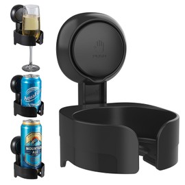 Suction Cup Wine Glass Holder for Shower & Bath - Black