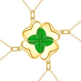 POPLYKE Friendship Lucky Four Leaf Clover Pendant Necklace for Women Sterling Silver Charm Jewelry Gifts BFF Necklace for 4