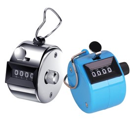 GNAUMORE Hand Counter Counter, 4-Digit Counter, Golf Counter, Row Counter, Hand Counter Clicker, Metal Counter Clicker Counter for Person Coaching, Knitting, People Sky Blue and Black