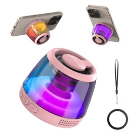 Magnetic Bluetooth Speaker, Portable Mini Bluetooth Speaker Small with Cell Phone Stand, 7H Playtime, 5W Internal-Magnet Loudspeaker,TWS, RGB Light, TF Card Playing, Included Magnetic Ring and Lanyard