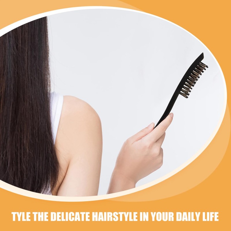 FRCOLOR 3-Row Boar Bristle Hair Brush Set of 2 Wooden