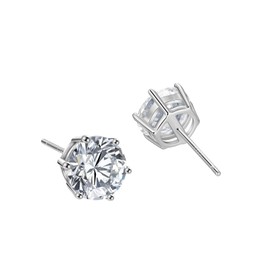 Epoch World 5 Pairs 925 Sterling Silver Earrings Women's Stud Earrings Silver 925 Hypoallergenic Cubic Zirconia Round Stud Earrings Women Earrings Silver for Women Girls Men Men, Sterling Silver