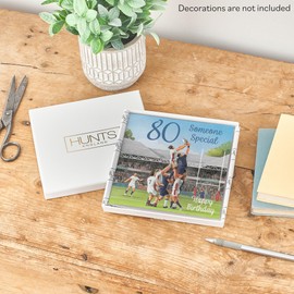 Hunts England - Luxury Boxed 80th Someone Special Rugby Birthday Card - Milo's - Age 80 Birthday Card For Someone Special - Birthday Card For 80 Year Old Rugby Fan - Age Eighty - Card In Keepsake Box