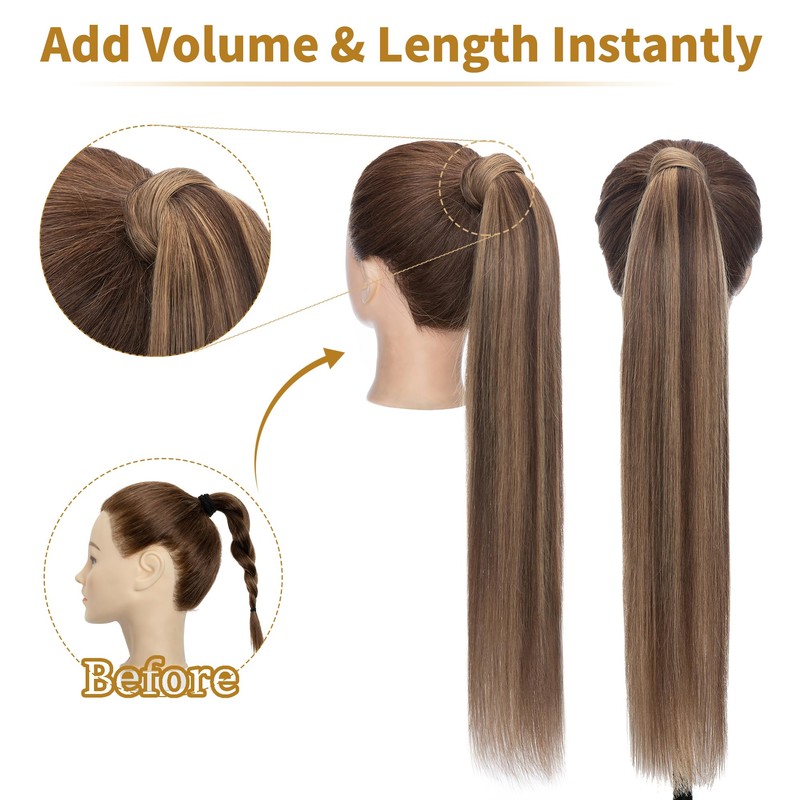 SEGO Ponytail Hair Piece, Extension Clip in Real Remy Hair
