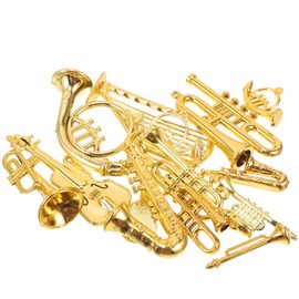 JOINPAYA 14pcs Christmas Miniature Instruments Model: Acrylic Gold Trumpet Saxophone Christmas Tree Hanging Decor for Festival