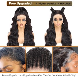 200% Density Body Wave Human Hair Wig, 13 x 4 Lace Front Wig, Women's Real Hair, Black Glueless Wig, Human Hair for Black Women, 14 Inches