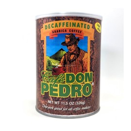 Cafe Don Pedro Decaf American Roast Naturally Low Acid Coffee, Medium Roast Stone Ground Coffee, Stomach Friendly, Prevents Acid Reflux. 11.5 Ounce Regular Can Decaffeinated (4 Cans)
