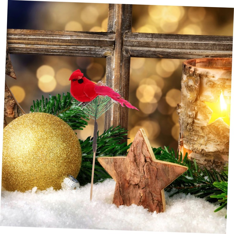 FUNOMOCYA Vibrant Red Birds Christmas Decor Artificial Bird Figurines Home