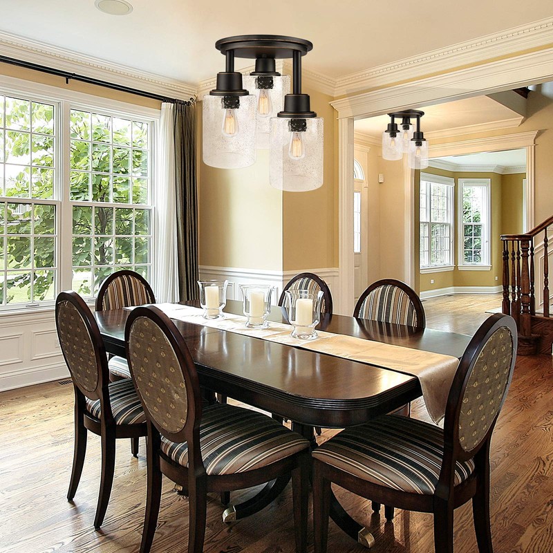 Semi Flush Mount Ceiling Light, 3-Light Close to Ceiling Light