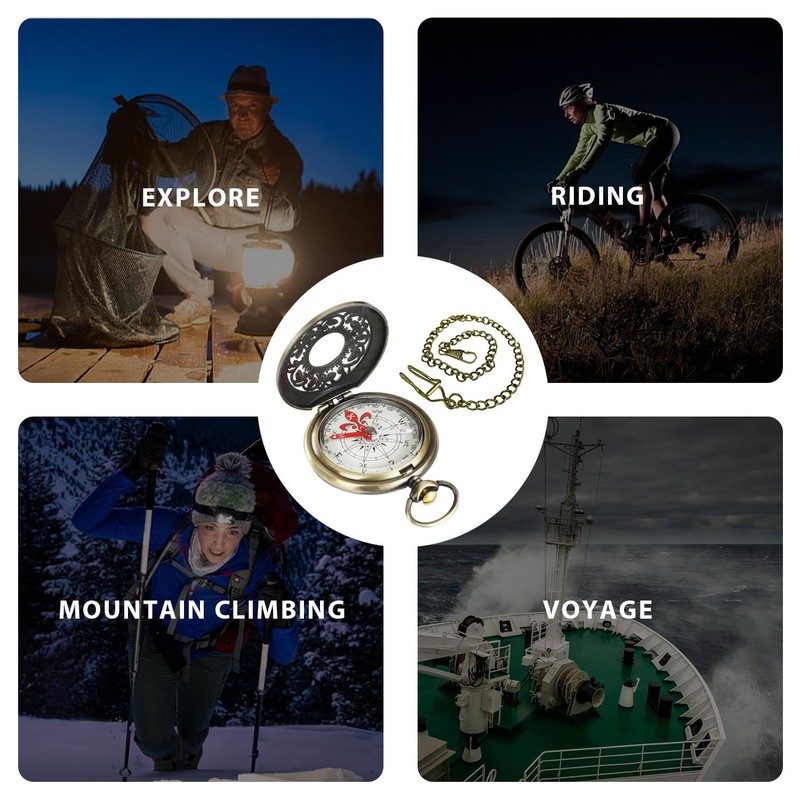1 Pocket Watch Compass And 1 Pocket Watch Chain, Metal