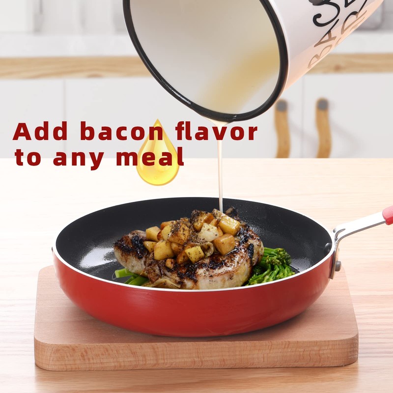 Ceramic Bacon Grease Container Keeper with Strainer (White)