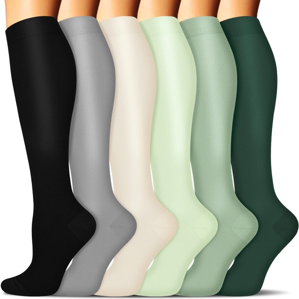 1/3 pares de calcetines de compresión para mujeres y hombres (20-30 mmHg) – Mejor para correr, viajar, ciclismo, embarazada, C - Color 2 - 1 par, L/XL