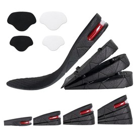 4-Layer Insole Cushion, 3-9 cm Invisible Insoles, Black Height Increase, Removable Raise Insole, Removable Air Cushioned Shoe Insoles, Shoe Insoles for Men or Women