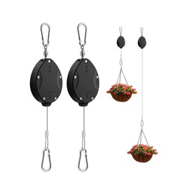 Lythor Retractable Hanging Plant Pulley - 63" Adjustable Stainless Steel Rope Hook for Hanging Pots, Bird Feeders & Storage | Heavy Duty 33lb Capacity, Rustproof Indoor/Outdoor Use