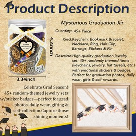 SMUOBT Graduation Mystery Jewelry Jar Bundle, Surprise Jewelry Box for Women (Keychain, Bookmark, Bracelet, Necklace, Ring, Hair Clip, Earrings, Stickers & Pin) - Graduation Gift