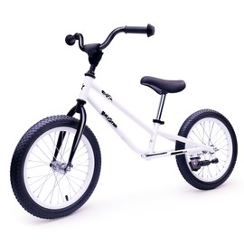bicystar 16 Inch Kids Balance Bike for 5-8 Year Old, BMX Bike with No Pedals, Air Rubber Tires, Footrests, Adjustable Height for Big Boys, Girls (White)