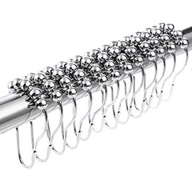 Mebix TRD Ganchos para Cortina de Baño 12 Piezas | Aros Acero Inoxidable 304 con Rodamientos | Deslizamiento Suave Antióxido Duraderos
