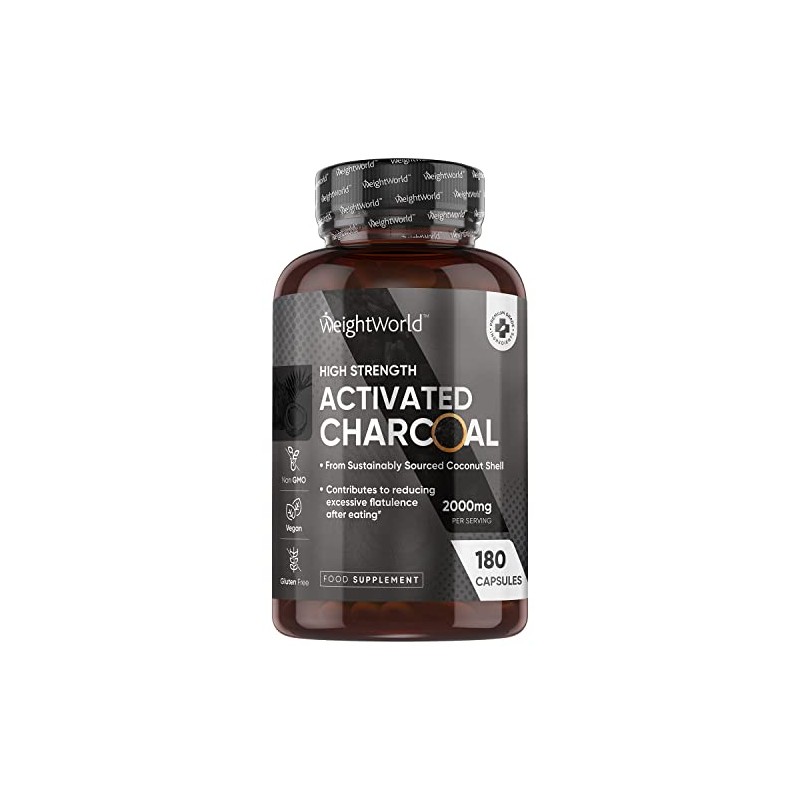 Activated Charcoal Capsules 2000mg - Coconut Charcoal Digestion Supplement From