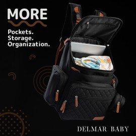 Large Baby Backpack Diaper Bag – Modern Baby Diaper Bag with 15 Pockets to Store New Born Baby Essentials Must Haves (Black)
