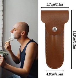 LONGHAO 2 x Razor Case Leather Double Edge Razor Head Protective Sheath Travel Case for Razor Set Safety Razor Cover Made of Leather Portable Razor Protective Case for All Razors and Safety Razors