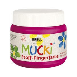 KREUL Mucki 28109 Luminous Fabric Finger Paint, 150 ml in Pink, Water-based, Paraben-Free, Gluten-Free, Lactose-free and Vegan, Ideal for Use with Fingers and Hands