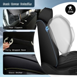 Unbranded Full Set Car Seat Covers Fit for Honda Civic 2003-2015 Faux Leather Seat Pad