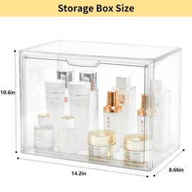 Acrylic Display Case 5 Pack Acrylic Box with Magnetic Door Clear Plastic Stackable Storage Bins with Lids Large , Figures Collectibles Display Bag Organizer, SANKEU