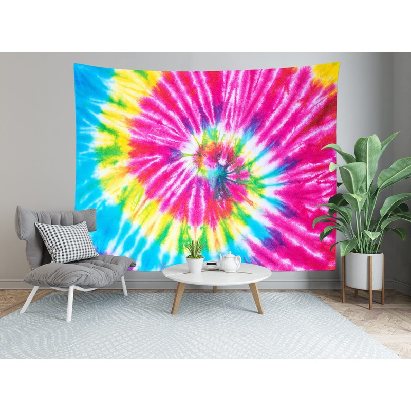 Loccor 7x5ft Tie Dye Tapestry Rainbow Spiral Tye Dye Background
