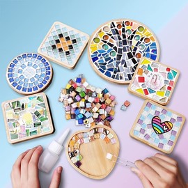 1.1 LB Irregular Crystal Mosaic Tiles,Small Particle Color Decal Crystal Glass Tile DIY Hobbies Children Handmade Crystal Craft for DIY Handmade Decorative Materials (Mix Color Series)