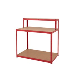 BiGDUG Heavy Duty Workbench for Garage - 300kg per level (600kg capacity) - 120H x 120W x 60D cm - Red - Work Table Workstation for Shed