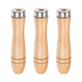 HARFINGTON 3pcs Wooden File Handle 4.25 Inch 5mm Round Hole Ergonomic Handles with Metal Collar for 8" Metal Files