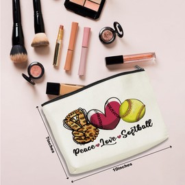NGZS Softball Gifts Makeup Bag Softball Accessories Cosmetic Bag Softball Party Favor Softball Team Gifts for Women Girls Female Her Softball Lovers Coach Player Friend Daughter Christmas Birthday