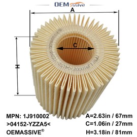 OEMASSIVE 3PCS 04152-YZZA5 Oil Filters Kit Replacement Engine Oil Filter Element Fits for For Lexus Toyota 4Runner FJ Cruiser Tundra Replaces 04152-31080, 04152-0P010, 04152-38010, 04152-0R010