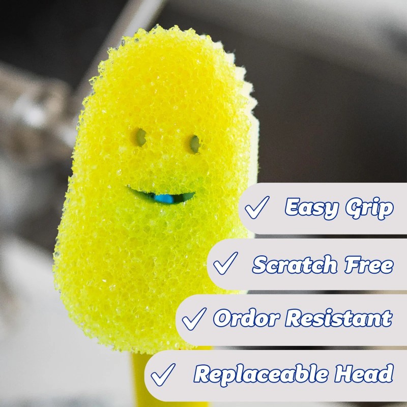 Scrub Daddy Dish Wand with Soap Dispenser Ergonomic Non Scratch