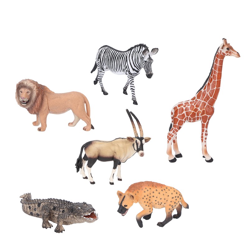 6Pcs Animals Toys Set Simulation Vivid Wild Jungle Zoo Plastic