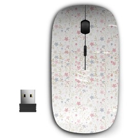 2.4G Ergonomic Portable USB Wireless Mouse for PC, Laptop, Computer, Notebook with Nano Receiver ( Cute Small Flowers Floral )