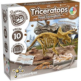Science4you - Triceratops Fossil Digging Kit for Kids +6 - Excavate and assemble 10 Triceratops Fossiles - Ideal Dinosaur Excavation Kit Toy, Archeology and Paleontology Sets for Kids Age 6+