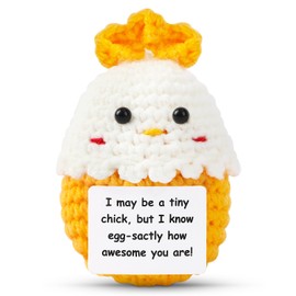 JULEASEL Mini Chicken Easter Basket Essentials Stuffers for Teens Kids Girls Gifts Positive Crochet Animals Emotional Chick in Eggshell Easter Gifts for Friend Sister Daughter
