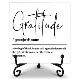 Wooden Table Sign Gift, Gratitude Definition Desk Decor Wood Plaque With Stand Appreciation Gift Ideas for Boss Women Best Mom Coworker Teacher Office-A29