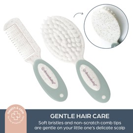 Dreambaby Neat & Tidy 9pc Wheatgrass Baby Grooming Kit - Eco-Friendly Baby Care Kit with Cotton & Cork Travel Bag - Soft Brush, Comb, Safety Scissors, Nail Clippers - Less Plastic Waste