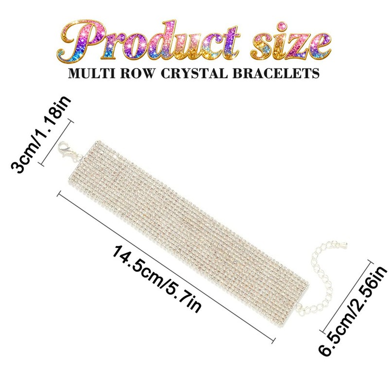 ACEDRE Rhinestone Bracelet Silver Bling Diamond Bracelets for Women