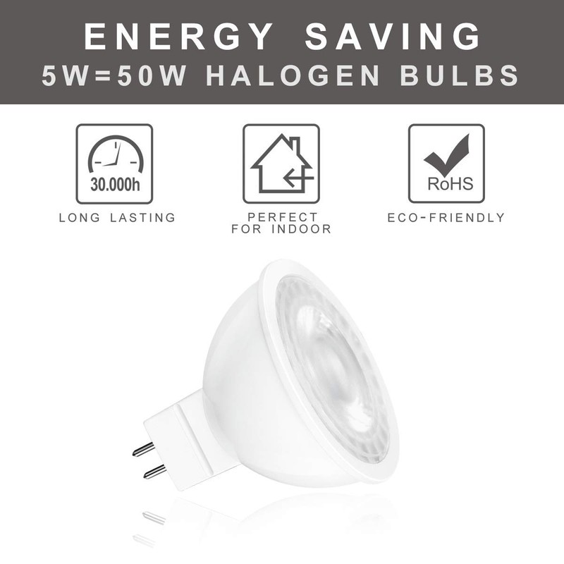 MR16 LED Bulb, GU5.3 12V Low Voltage Bipin 50W Halogen
