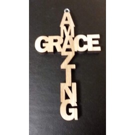 AMAZING GRACE CROSS, cut out words, lg, handmade