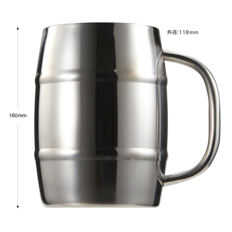 Beer Mug Double Stainless Steel Barrel Mega Jug 1.0L