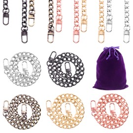 Swpeet 4Pcs Chain Strap Length Bright Black for Shoulder Cross Body Sling Purse Handbag, Mixed Color, 15.7 Inch