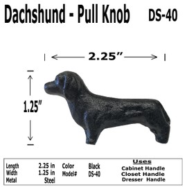 2.25"- Dachshund Dog - DS-40 - Cabinet Knob Handle - For Gate, Drawer, Cabinet - Black Finish For interior & Exterior Designing - DS-40 (1)